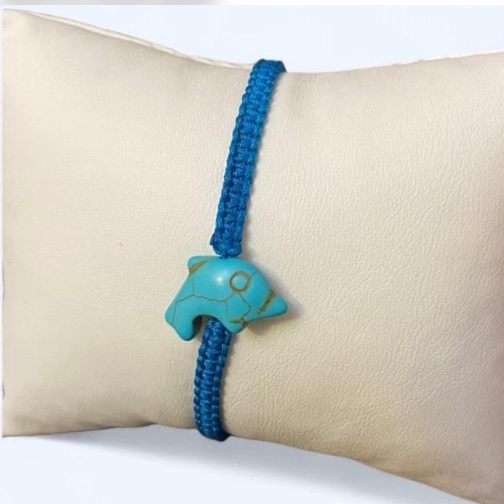 friendship Bracelet Macrame knotted with Dolphins Charm